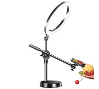 Overhead Video Kit - Ring Light, Camera Mount Tripod | Universaal 1/4 Interface, Adjustable LED Lighting for Live Streaming, Onlinee Teaching, Content Creation, Photography and Desktop Phone Stand