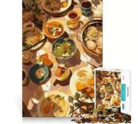 Overhead View of A Table with Food for Adults 1000 Piece Puzzle Mind Challenge Toy Calm Escape Quality Cut Art Collection Piece (38x26cm)