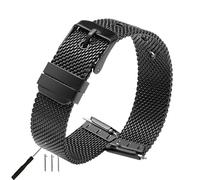 Overhil1s 10mm 12mm 14mm 16mm 18mm 20mm 22mm Quick Release 0.6 Thick Mesh Watch Strap Replacement for Universal Watch Bracelet(Black,10mm)