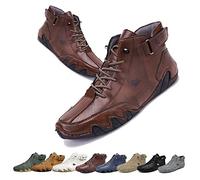 Overhil1s Italian Handmade Suede High Boots - Beck Shoes Men Waterproof Casual Sneakers, Mens Non-Slip Breathable Outdoor All Season High Top Chukka Boots(Reddish brown,43 EU)