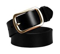 Overhil1s Mens belt, Leather Belts For Men Alloy Copper Pin Buckle Strap For Jeans Second Layer Cow Skin Belt Man Brown (Color : Black, Size : Length 95cm)
