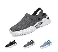 Overhil1s Men's Orthopedic Hollow-Out Summer Sandals, Men Breathable Mesh Platform Sandals, Summer Casual Beach Slippers Mens Orthopedic Slippers (Color : Grey, Size : 6 UK)