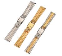 Overhil1s Stainless Steel Watch Band 12mm 14mm 16mm 18mm 20mm Men Women Metal Bracelet Business Replacement Strap with Tool(Gold,18mm)