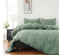Overket 100% Organic Cotton Duvet Cover King 400 Thread Count Sateen Comforter Cover Soft and Breathable Cooling Bedding Set 3 Piece（Sage Green,King）