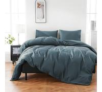 Overket 100% Organic Cotton Duvet Cover King Luxury 400 Thread Count Cotton Duvet Cover Sateen Comforter Cover Luxury Soft and Breathable Cooling Bedding Set 3 Piece(Lake Blue;King)