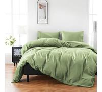 Overket 100% Organic Cotton Duvet Cover King Luxury 400 Thread Count Cotton Duvet Cover Sateen Comforter Cover Luxury Soft and Breathable Cooling Bedding Set 3 Piece（Olive Green;King）