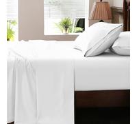 Overket Extra Deep Pocket Queen Sheets 18-24 Inch 100% Egyptian Cotton 1000 Thread Count Sateen Weave Soft Breathable 4 Pieces（Queen,White）