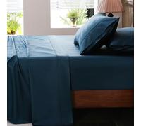Overket Extra Deep Pocket Queen Sheets 18-24 Inch 100% Egyptian Cotton 1000 Thread Count Sateen Weave Soft Breathable 4 Pieces（Queen,Navy）