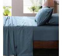 Overket Extra Deep Pocket Queen Sheets 18-24 Inch 100% Egyptian Cotton 1000 Thread Count Sateen Weave Soft Breathable 4 Pieces（Queen,Dusty Blue）