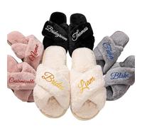 Overket Personalized Bridesmaid Slippers, Custom Plush Slippers for Wedding Bridal, I Make Slippers for The Bride Christmas Party Slippers Birthday Present