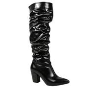 Overknee Boots with Block Heel Women's Long Shaft Boots Winter Boots | Leather Fashionable High Boots Windproof Waterproof Autumn Winter Lace Toe Boots Everyday Party Halloween Costume