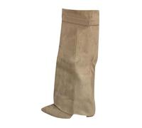 Overknee Boots Women's Fold Over Shark Boots Knee-High Boots with Heel Block Heel Transition Boots Dressy Knee Boots Medieval Shoes Retro Women's Boots Overknees Women's Boots Black, khaki, 5 UK