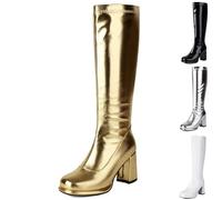 Overknee Platform Boots with Zip for Women - Alien Costume Silver Overshoes, Costume Accessories, Disco Fever, Fancy Dress Costumes Women, gold, 7 UK