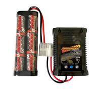 Overlander 2000mAh 7.2V NiMH Battery with Tamiya connector & Overlander NX-20 Compact 20W Charger for 4-8 Cell NiMH/NiCd - Bundle for Remote Control Cars, Buggies, Monster Trucks and RC Models
