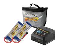 Overlander 2200mah 3s 35c (x2) with Deans connector, RC-S100 Charger & LiPo Safety Case - Supersport Bundle 1