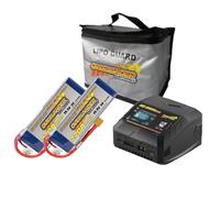 Overlander 2200mah 3s 35c (x2) with XT60 connector, RC-S100 Charger & LiPo Safety Case - Supersport Bundle 1