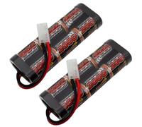 Overlander Batteries Twin Pack 2000mAh 7.2V NiMH RC Car Battery Pack with Tamiya Plug for Remote Control Cars, Monster Trucks and RC Models - High Capacity, Low Self-Discharge, Rechargeable Batteries