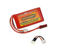 Overlander Extreme 130 X 350mAh 2S 7.4v 40C LiPo Battery For The Blade 130X and Similar Plus Conversion Adapter Lead