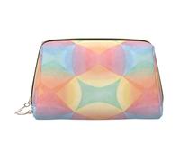 Overlap Circle Gradient Print Travel Makeup Bag Large Cosmetic Bag, 3 Internal Organizer Pockets for Essentials