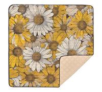 Overlapping Daisy Sketches Large Non-Slip Baby Activity Play Mat for Indoor Outdoor Comfortable Padded Baby Mat for Babies Infants Toddlers, 50'' x 50''