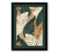 Overlapping Palms and Ferns Botanical Framed Wall Art Print A3 (42×29.7cm) Black, Wall Decor for Living Room, Bedroom, Office & Home, Ready to Hang, Art Gift