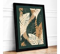 Overlapping Palms and Ferns Botanical Framed Wall Art Print A4 (29.7×21cm) Black, Wall Decor for Living Room, Bedroom, Office & Home, Ready to Hang, Art Gift