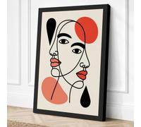 Overlapping Profiles Modern Canvas Wall Art Print 18x12 Inch (46 x 30 cm)