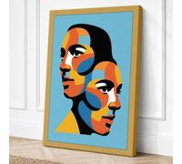 Overlapping Profiles Modern Canvas Wall Art Print 18x12 Inch (46 x 30 cm)
