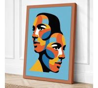 Overlapping Profiles Modern Canvas Wall Art Print 36x24 Inch (91 x 61 cm)