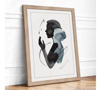 Overlapping Profiles Modern Framed Wall Art Print A1 (84.1×59.4cm) Oak, Wall Decor for Living Room, Bedroom, Office & Home, Ready to Hang, Art Gift