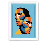 Overlapping Profiles Modern Framed Wall Art Print A2 (59.4×42cm) White, Wall Decor for Living Room, Bedroom, Office & Home, Ready to Hang, Art Gift