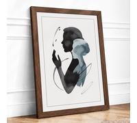 Overlapping Profiles Modern Framed Wall Art Print A4 (29.7×21cm) Walnut, Wall Decor for Living Room, Bedroom, Office & Home, Ready to Hang, Art Gift