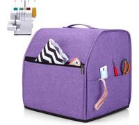 Overlock Sewing Machine Cover, 600D Oxford Dust Protector 31X28x31cm With Storage Pockets, Purple Case For Serger Machine Accessories