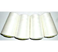 Overlocking Sewing Machine (4 PCS) 120s Spun Sewing Thread Cones Polyester Thread 4 X 5000 Yards Cones (Cream)