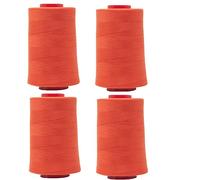 OVERLOCKING Thread - Polyester - Sewing Thread - 4 x 5000 Meters (5468 Yard) Cones - (Fluorescent Orange)