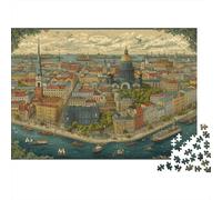 Overlooking St. Petersburg 1000 Piece Jigsaw Puzzles for Adults Nordic Style Jigsaw Puzzle for Adults Fantasy & Mythology Educational Games Challenging Therapeutic Fun Multi Colour 1000pcs (75x50cm)