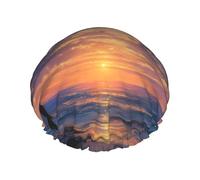 Overlooking The Seaside Double Layer Shower Cap for Women Waterproof and Durable Protects Hair During Bath, Beauty