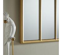 Overmantle Mirror Charleston Handcrafted Art Deco Design Rectangular Shape with Gold Frame- H 80cmxW 120cm for Hanging in Bedroom, Bedroom