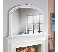 Overmantle Mirror Mayfair Arched Shape with White Frame- W 127cm x H 89cm x D 4cm for Hanging in Above the Fireplace,Bathroom