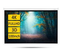 OVERMAX Automatic Hanging Projector Screen Large 100 Inch 16:9 Dimensions 221 x 124 cm, Adjustable Screen Length, Full HD, 4K, Wall and Ceiling Mounting, Projection for Home Cinema