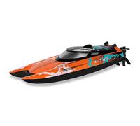 OVERMAX RC Boat 25km/h X-TIDE Fast Remote Control Speedboat with 2 Batteries, 34 Min Playtime, 100m Range, Auto Flip, Remote control boat with LED, Demo Mode, Water Cooling, Racing Toy for Kids Adults