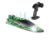 Overmax RC Boat 35 km/h X-SURGE Fast Remote Control Racing Speedboat with 2 Batteries, 30 Min Play, 100m Range, Jet Drive, Remote control boat with LED Lights, Auto-Flip, Waterproof, For Pool Lake Sea
