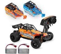 Overmax X-Horizon RC Car 4x4 - Up to 30 km/h - 2 Rechargeable Batteries- Off-Road Remote Control Car with LED Lights, Independent Suspension, Wide Rear Tyres, 2 Body Shells, 1:18 Fast Buggy for Kids