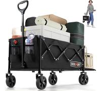 Overmont 120L Festival Camping trolley on Removable wheels - Pull Along Collapsible Wagon Cart with Adjustable Handle - 220LBS/100kg Large Capacity for Beach Garden Picnic Shopping,Sports, black