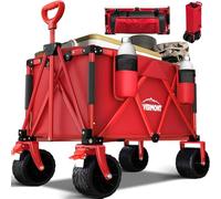 Overmont 150kg Festival Camping Trolley on Wheels - Red