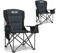 OVERMONT 2 Pack Oversized Camping Folding Chair for Adults with Cooler Bag & Carry Bag-Heavy Duty Lawn Chair with Cup Holder Support 227kg with High Back Comfy for Garden Picnic Beach Fishing Outdoor
