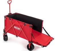 OVERMONT 200L Festival Trolley on Wheels with Brakes, Folding Camping Trolley Cart with Adjustable Handle & Cover Bag, 150kg Heavy Duty Cart Wagon for Shopping Outdoor Garden Picnic (Red)