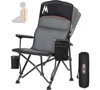 OVERMONT 225kg Oversized Adjustable Camping Chair for Adults with High Back -Heavy Duty Folding Chair with Cup Holder Comfy for Garden Picnic Beach Outdoor Fishing Recliner Deck Stool Black