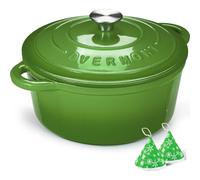 Overmont 26cm/5.2L Enamelled Cast Iron Round Casserole Pot With Lid Co