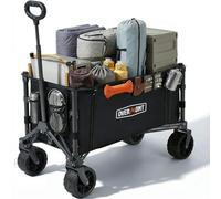 Overmont 3-in-1 Collapsible Wagon Cart - Ultra-Compact Lightweight Folding Trolley with All-Terrain Wheels - 120L Portable Utility Wagon for Shopping, Camping, Garden & Sports